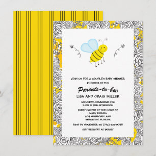 Invitation Baby shower du couple floral Bumblebee