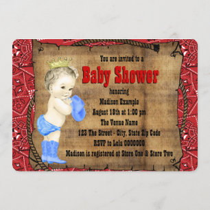 Invitation Baby Shower du Cowboy Rouge