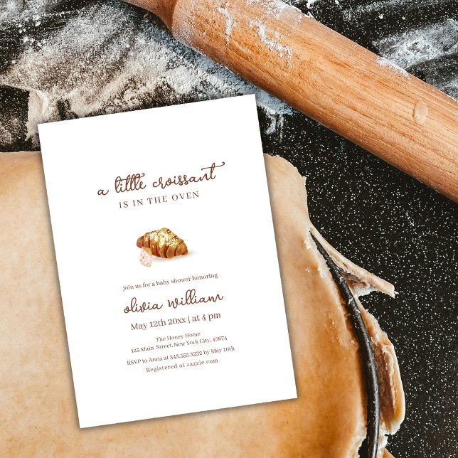 Invitation Baby shower du Croissant pâtissier de la boulanger (Paris Bakery Pastry Croissant Baby Shower Invitation)