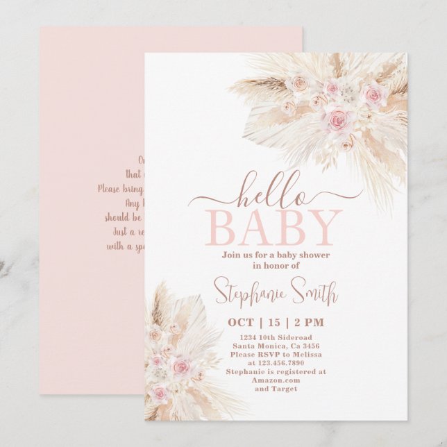 Invitation Baby shower du désert rose vif (Devant / Derrière)