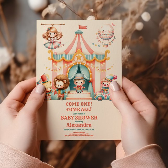 Invitation Baby shower du Festival du Carnaval de Cute Circus (Créateur téléchargé)