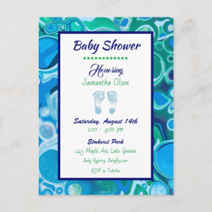 Invitation Baby shower du garçon bleu et vert