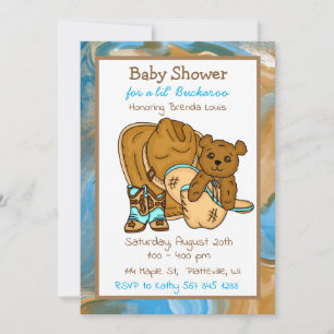 Invitation Baby shower du garçon Cowboy Teddy Bear