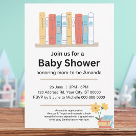 Invitation Baby shower du livre, Brunch et livres, Genre Neut