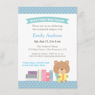 Invitation Baby shower du livre de l'ours bleu de Teddy Bear
