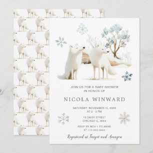 Invitation Baby shower du loup arctique d'hiver