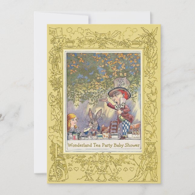 Invitation Baby shower du Mad Hatter's Wonderland Tea Party (Devant)
