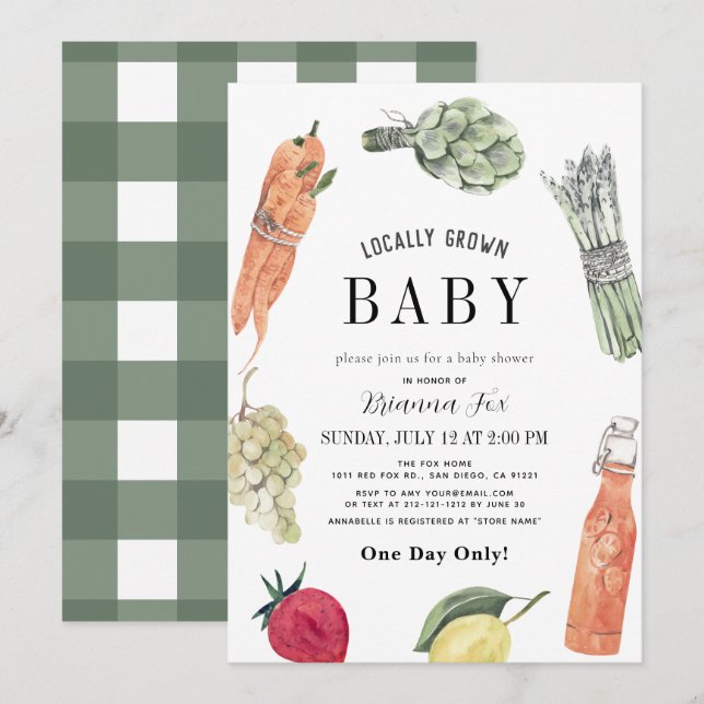Invitation Baby shower du marché des producteurs de bébés cul (Devant / Derrière)