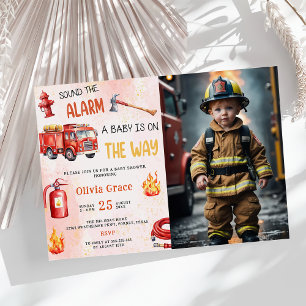 Invitation Baby shower du moteur de tir de camion-feu