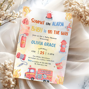 Invitation Baby shower du moteur de tir de camion-feu