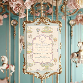 Invitation Baby shower du parc d'attractions Fairytale Vintag