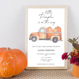 Invitation Baby Shower du Petit Camion de Citrouille d'Automn