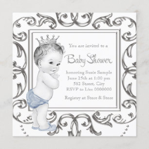 Invitation Baby-shower du Prince Bleu Élégant