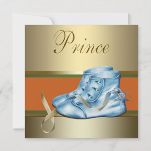 Invitation Baby shower du Prince héritier d'or de Blue Shoes