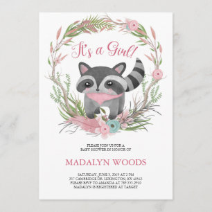 Invitation Baby shower du raton laveur de bois mig