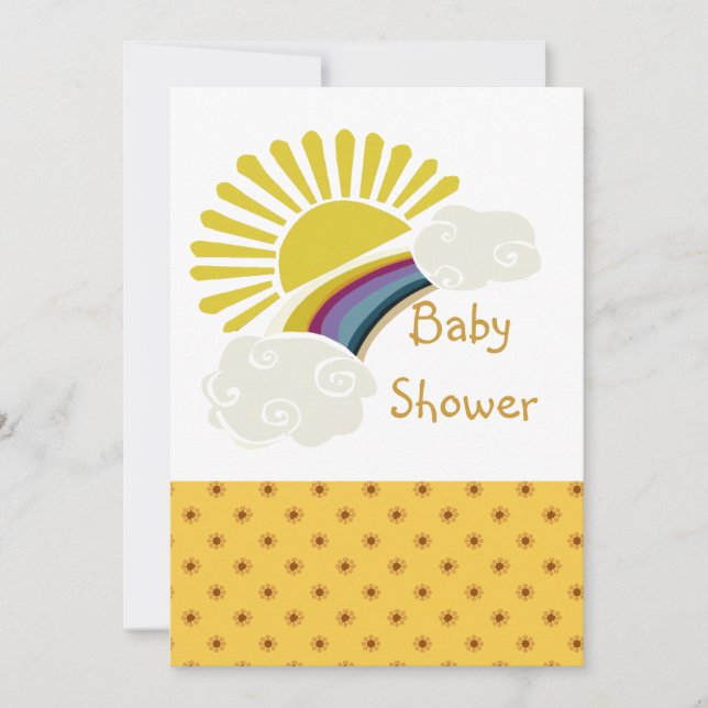 Invitation Baby shower du soleil et des nuages (Devant)