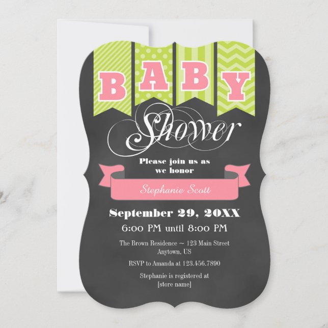 Invitation Baby shower du tableau de bord rose de  (Devant)