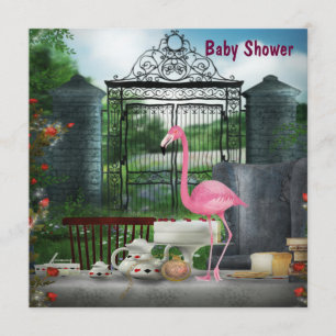 Invitation Baby shower du Tea Party de Pink Flamant rose Wond