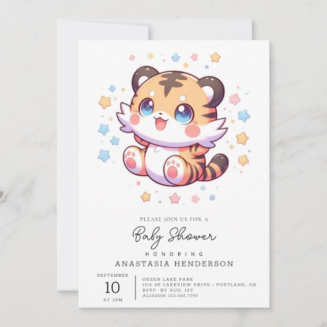 Invitation Baby shower du Tigre de la Jungle (Devant)