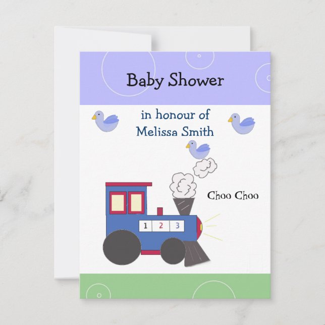 Invitation Baby shower du train Choo Choo (Devant)