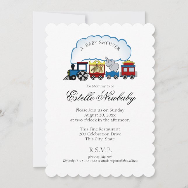 Invitation Baby shower du train Circus (Devant)