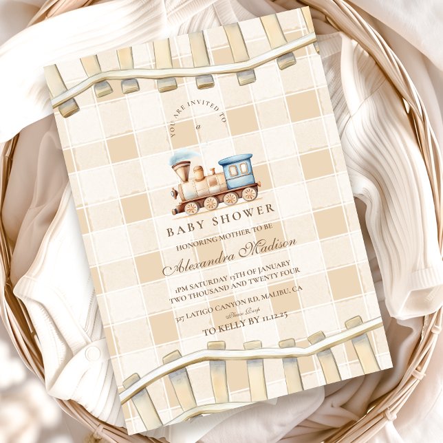 Invitation Baby shower du train Nural Watercolor (Créateur téléchargé)