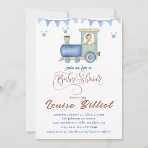 Invitation Baby shower du train Watercolor