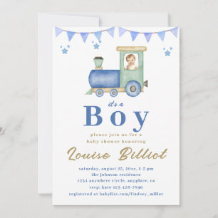 Invitation Baby shower du train Watercolor