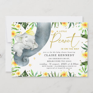 Invitation Baby shower du tronc d'éléphant à couchage floral 