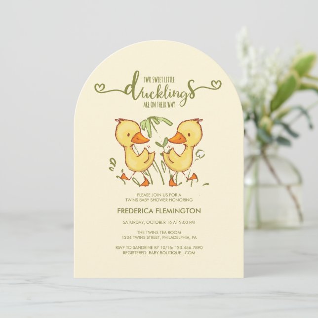 Invitation Baby shower Duckkling Twins (Debout devant)