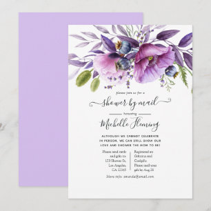 Invitation Baby-Shower Dusty Violet Poppy Floral par courrier
