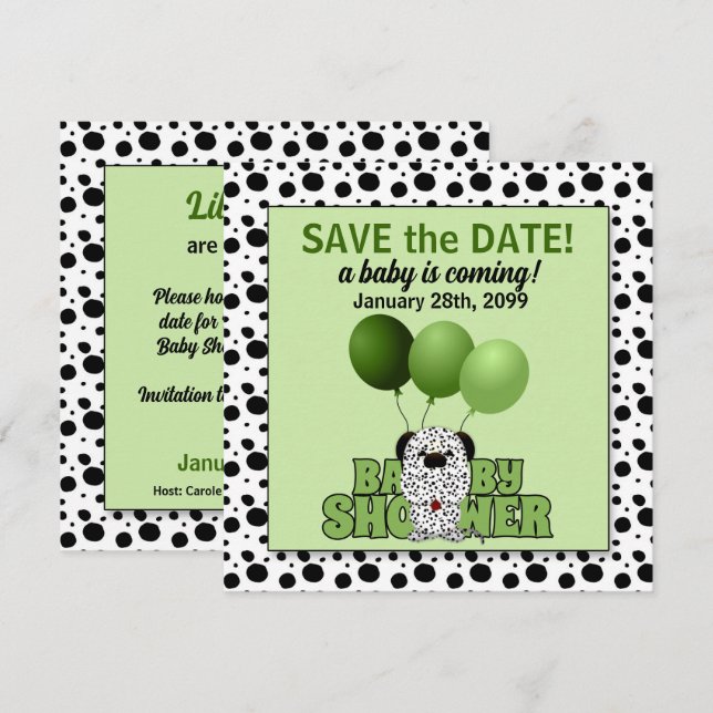 Invitation Baby shower écologique de la Dalmatie (Devant / Derrière)