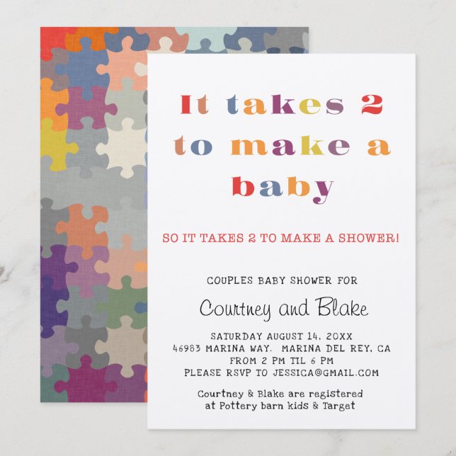 Invitation Baby shower Ecru (Devant / Derrière)