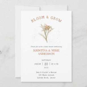 Invitation Baby shower Edelweiss tout-en-un en fleurs et en c