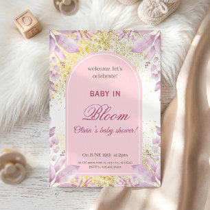 Invitation Baby Shower Élégant aux Fleurs Roses