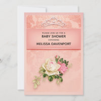 Baby-Shower élégant avec fleurs roses et diadème e
