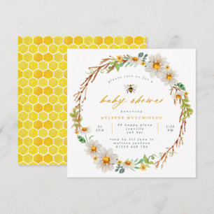 Invitation Baby shower Elegant Bee and Daisies