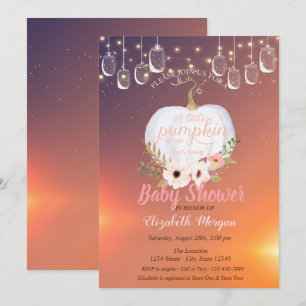 Invitation Baby Shower Élégant Citrouille, Lumières, Texture
