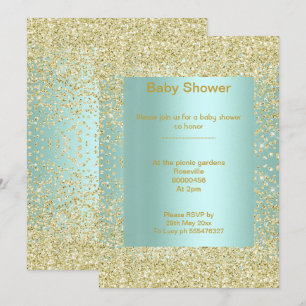 Invitation Baby shower élégant Cristal vert Mint