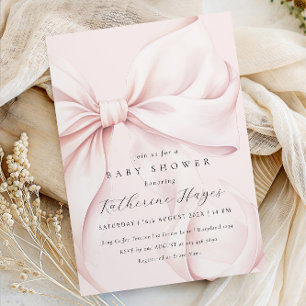 Invitation Baby shower élégant de Bow rose