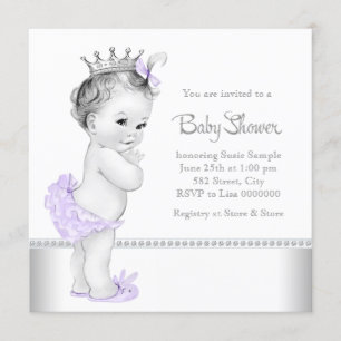 Invitation Baby shower élégant de lavande et d'argent