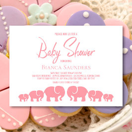 Invitation Baby shower élégant des éléphants roses