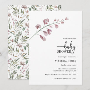 Invitation Baby Shower Élégant et Simple sur le Thème Botaniq