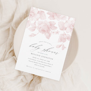 Invitation Baby Shower Élégant Floral Rose