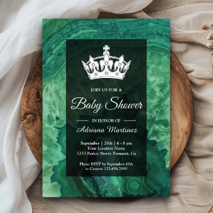 Invitation Baby Shower Élégant Moderne en Agate Vert