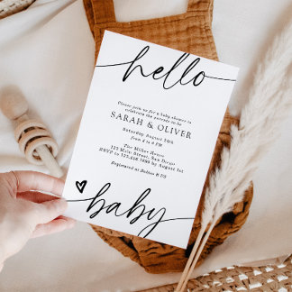 Invitation Baby-Shower Élégant Moderne Minimaliste Écriture