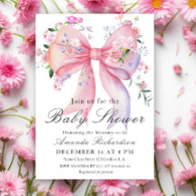 Baby Shower Élégant Nœud Floral Fille