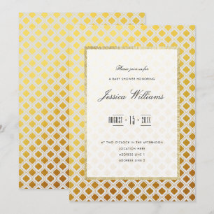 Invitation Baby Shower Élégant Or et Blanc