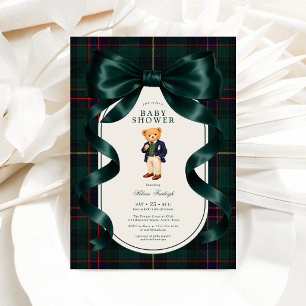 Invitation Baby shower élégant ours en peluche polo garçon