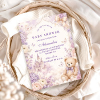 Baby-Shower Élégant Ours en Peluche Violet